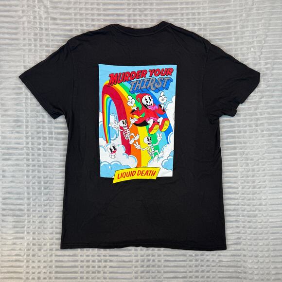 Liquid Death Reaping Rainbow Graphic Tee Adult Size Large T-shirt - Picture 1 of 7